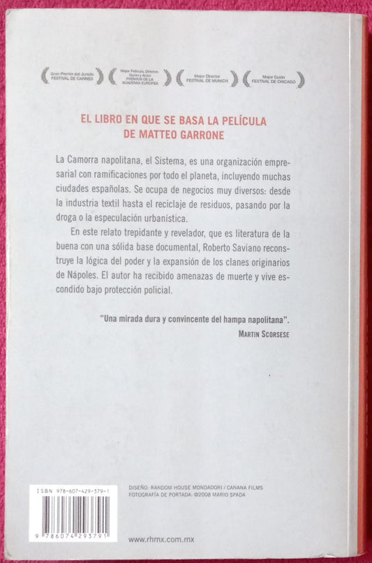 Gomorra. Roberto Saviano. Libro.