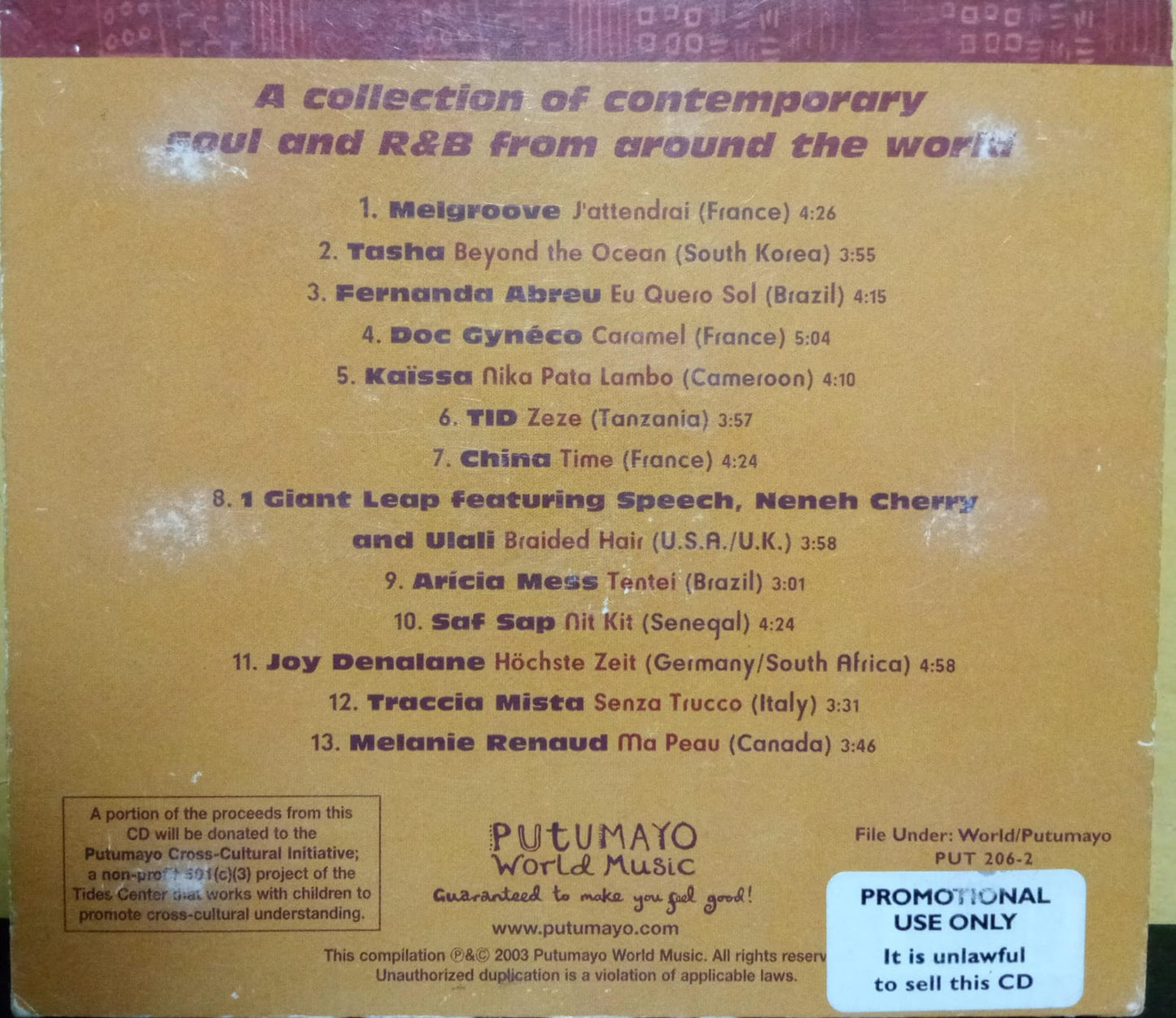 Varios – Global Soul. Putumayo. tienda de discos en méxico formato muerto