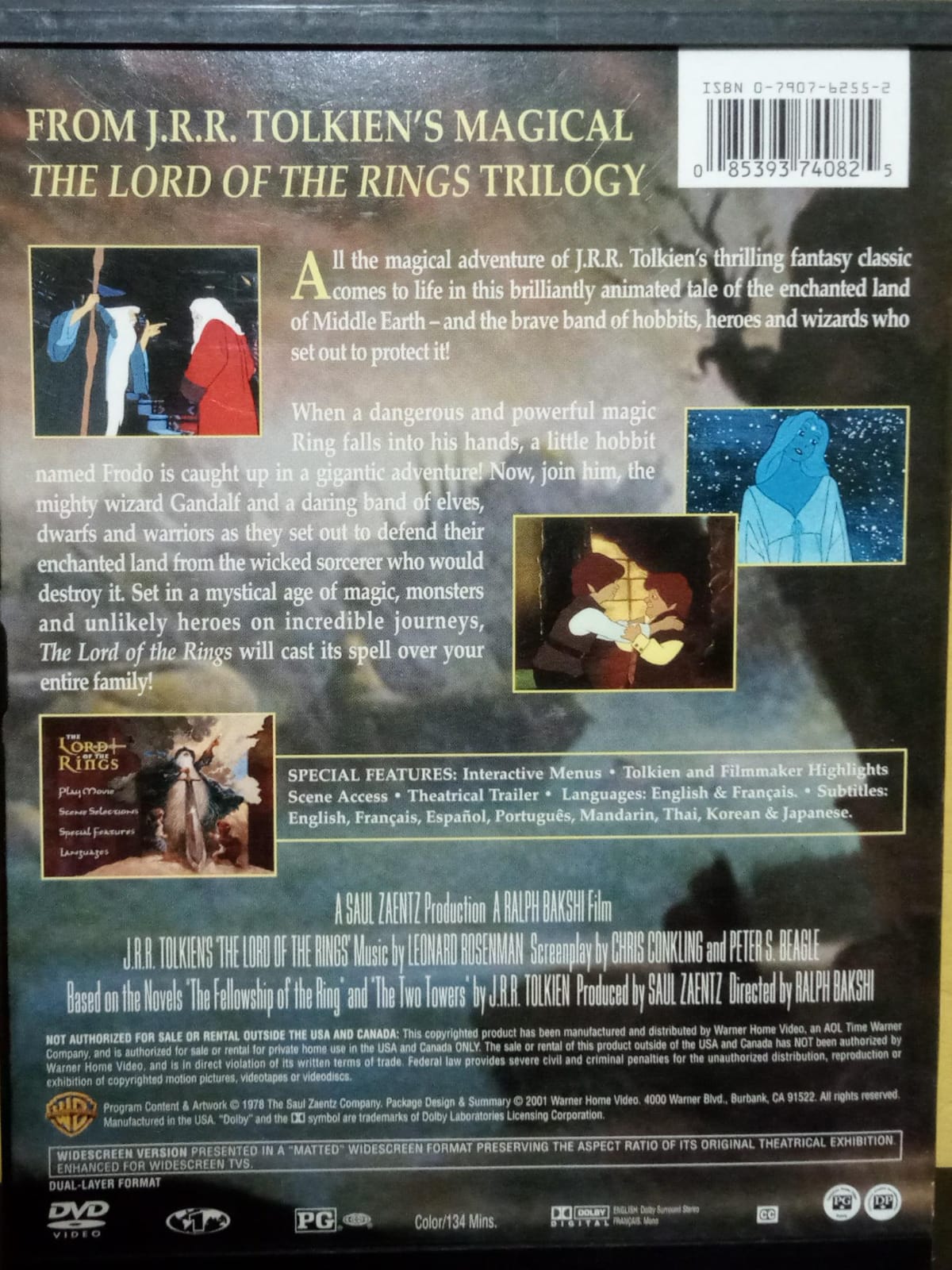 The Lord of the Rings Animated Dvd 1978 Widescreen. tienda de discos en méxico formato muerto