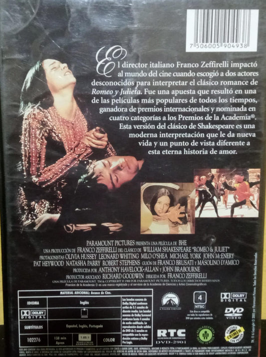 Romeo y Julieta (DVD)(Romeo and Juliet (DVD)). tienda de discos y películas en méxico formato muerto