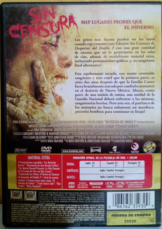 The Hills Have Eyes 2 – El despertar del diablo 2. DVD nacional en buen estado. tienda de discos en méxico formato muerto