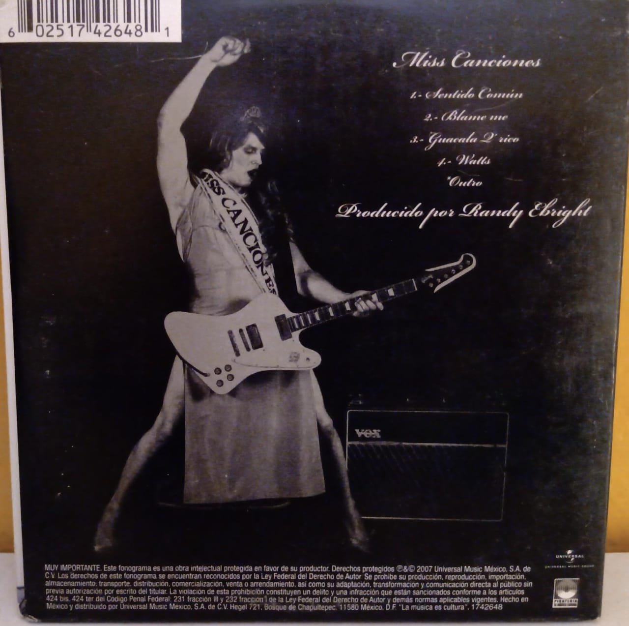 Randy Ebright – Miss Canciones. Cd en buen estado. tienda de discos en méxico formato muerto