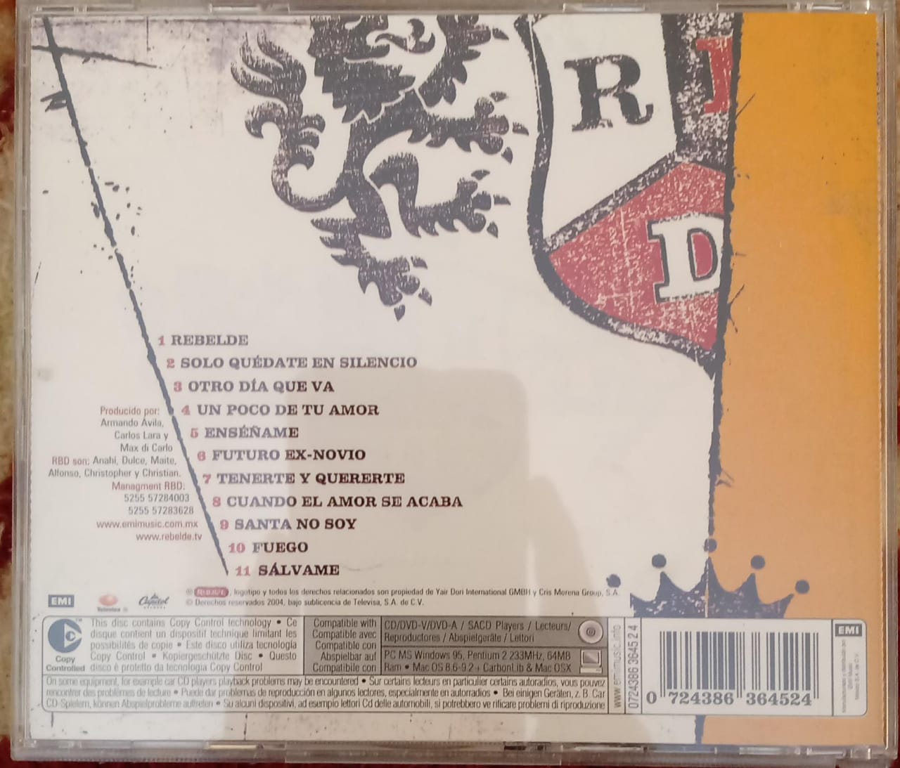 RBD – Rebelde. CD en buen estado. tienda de discos en méxico formato muerto