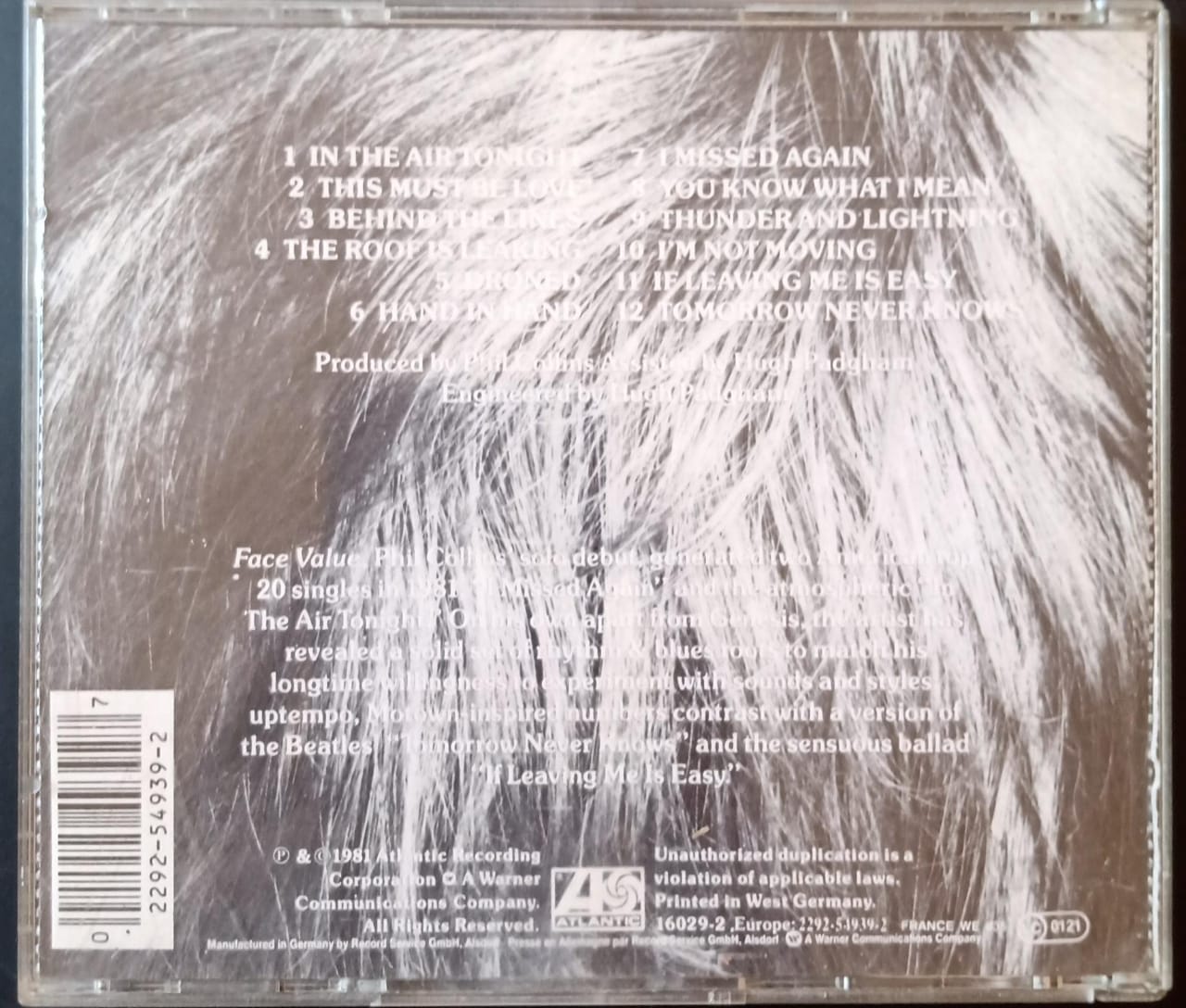 💿 Phil Collins. Face Value. Cd importado excelente estado. tienda de discos en méxico formato muerto