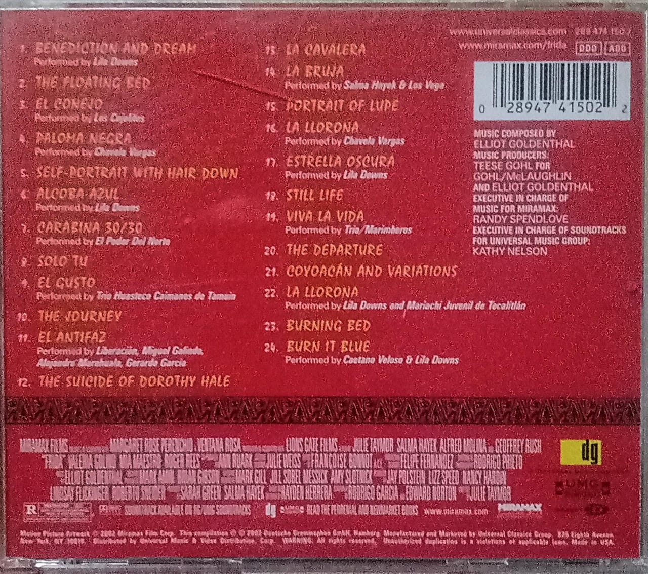 Elliot Goldenthal – Frida (OST Soundtrack). Cd en buen estado. tienda de discos en méxico formato muerto