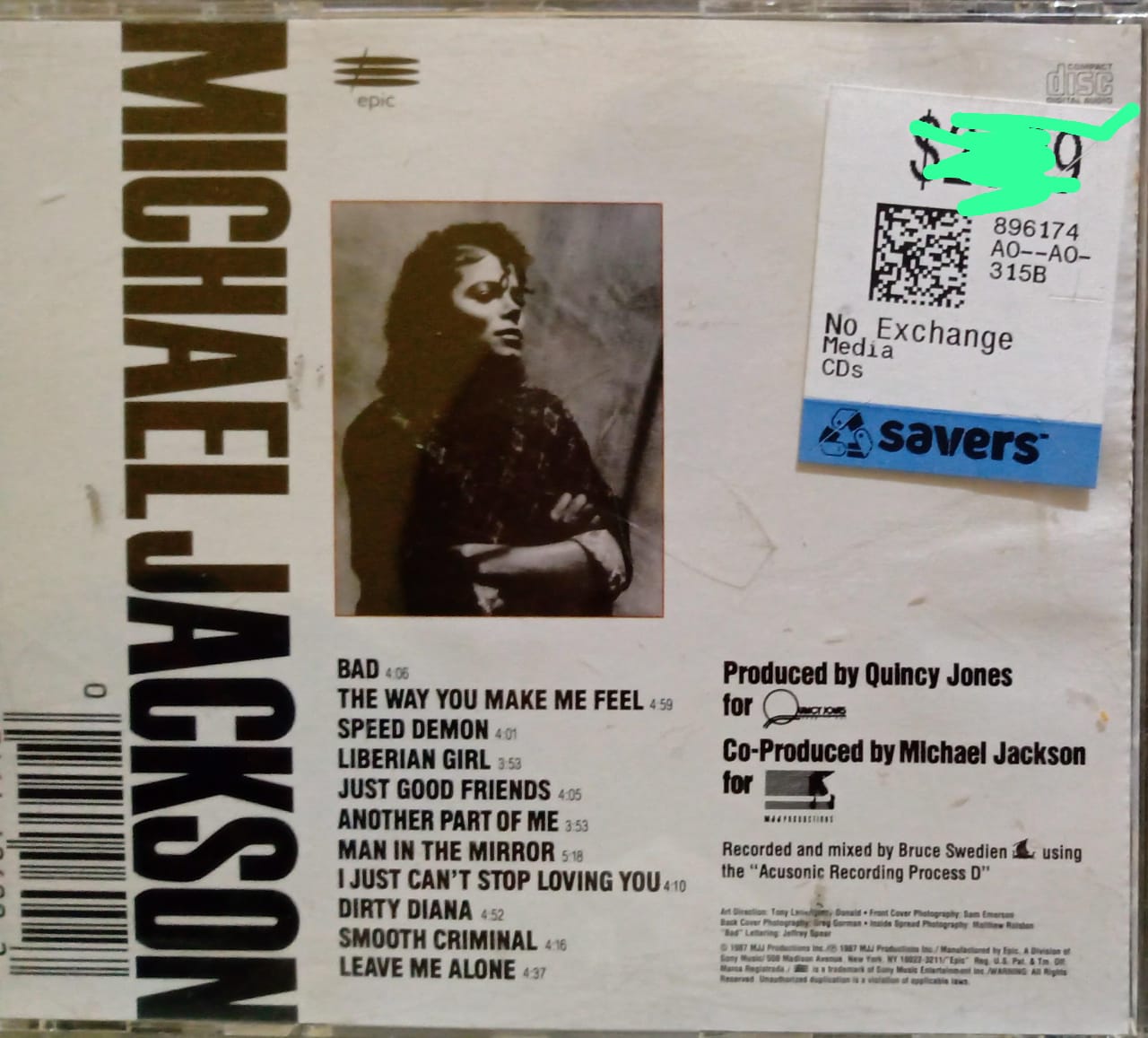 Michael Jackson. Bad. CD importado en excelente estado. tienda de discsoe n méxico formato muerto