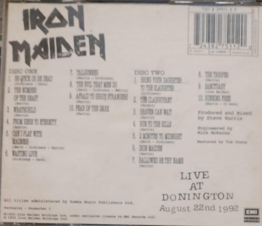 Iron Maiden – Live At Donington (August 22nd 1992). Cd doble en buen estado. tienda de discos en méxico formato muerto