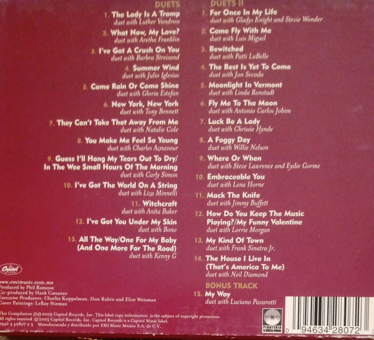 Frank Sinatra – Duets And Duets II [LIMITED EDITION]. CD doble importado. tienda de discos en méxico formato muerto