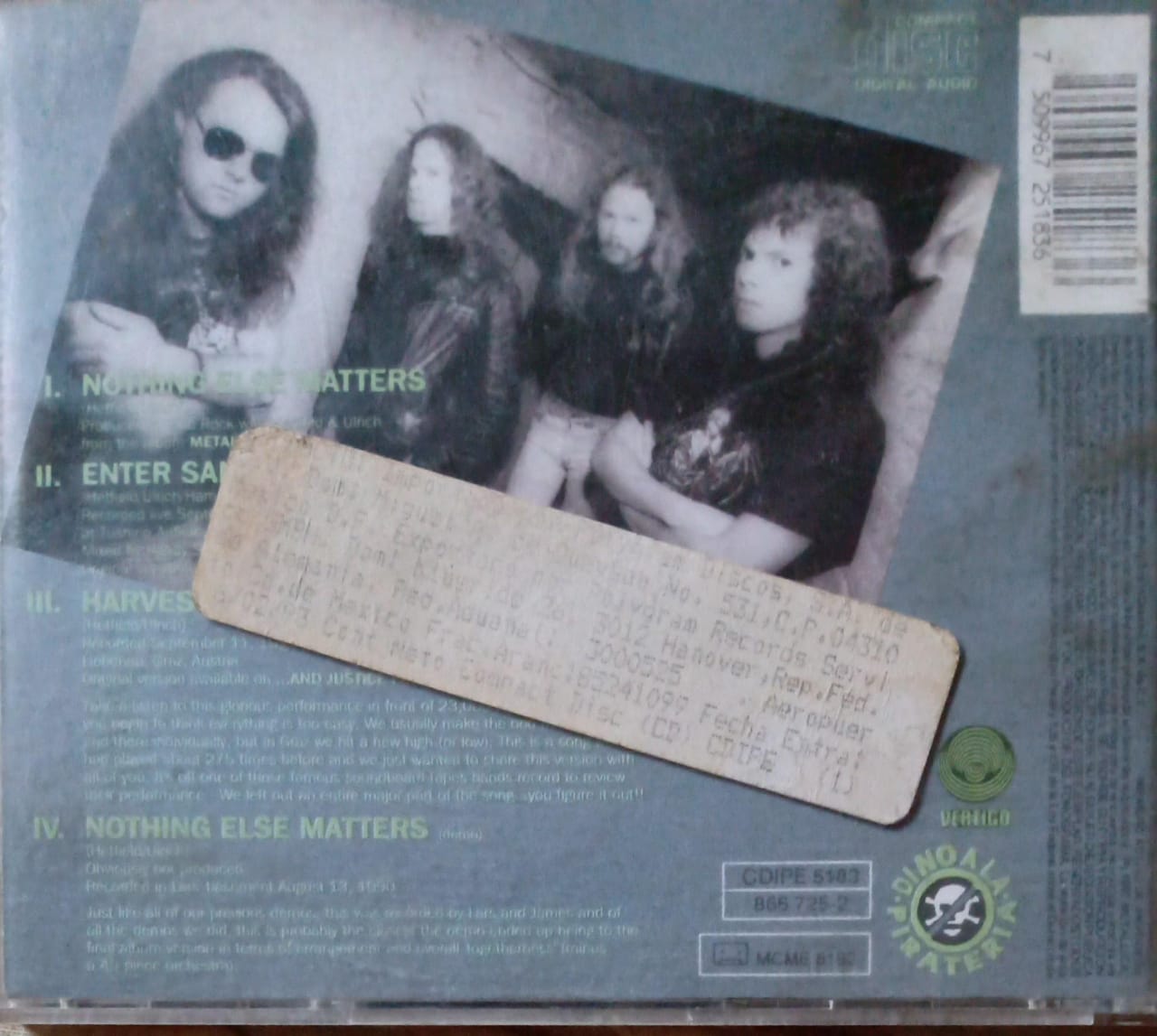 Metallica – Nothing Else Matters. Cd importado buen estado. tienda de discos en méxico formato muerto