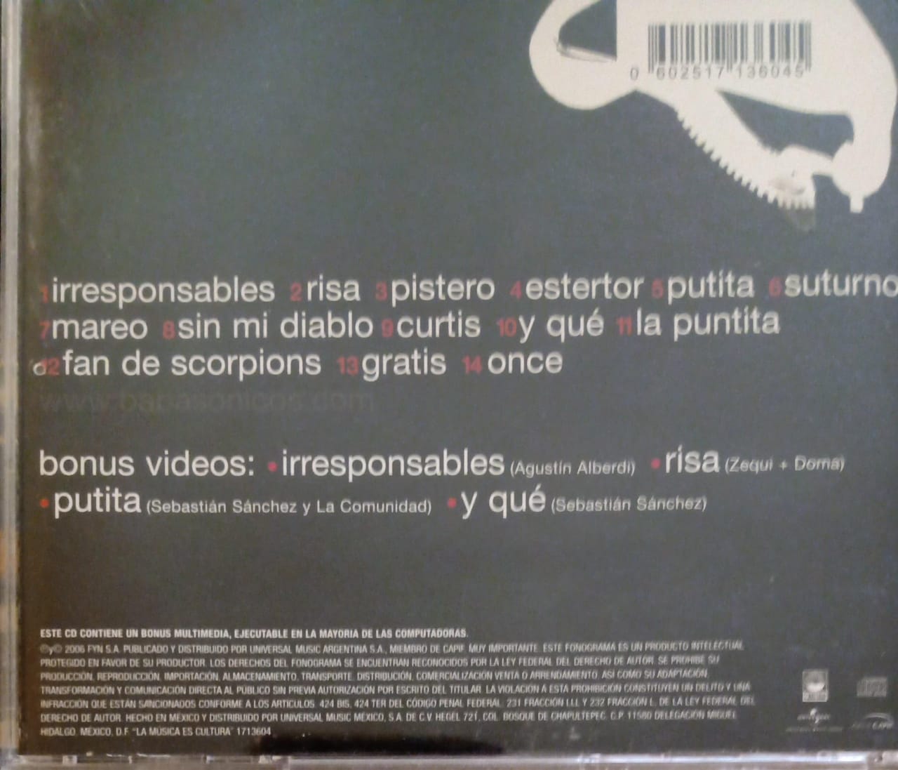 Babasonicos – Infame. Cd en buen estado. tienda de discos en méxico formato muerto
