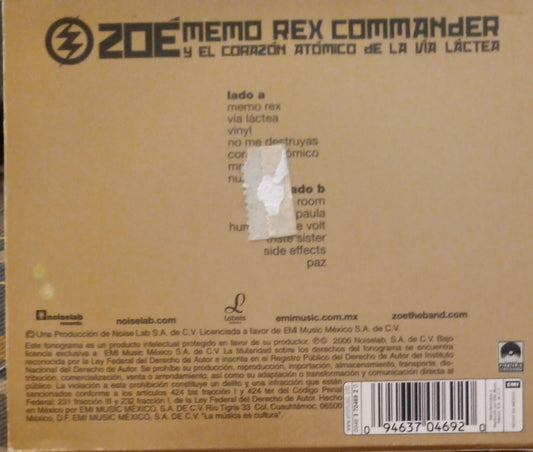 Zoé  – Memo Rex Commander Y El Corazón Atómico De La Vía Láctea. Cd en buen estado. tienda de discos en méxico formato muerto