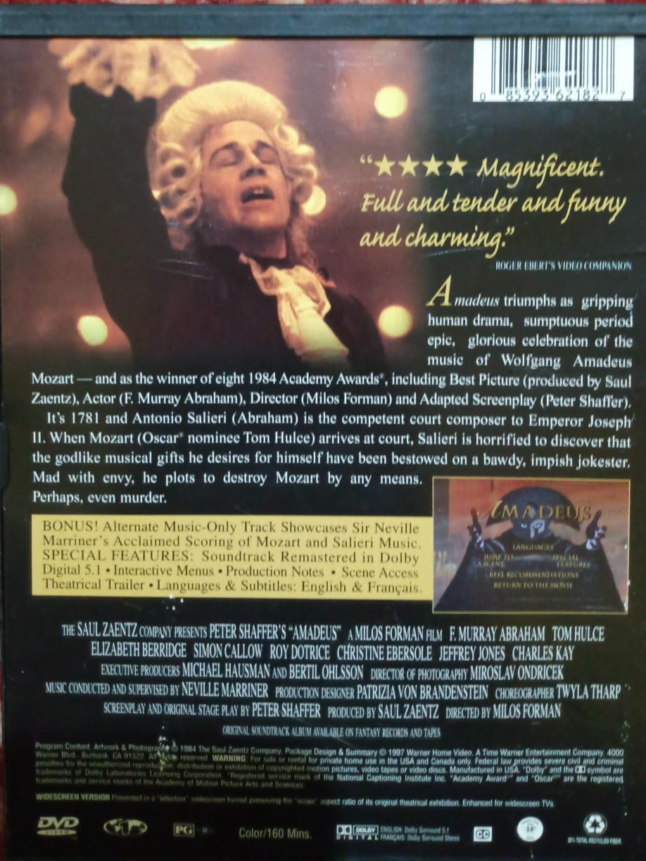 Amadeus. DVD en buen estado. tienda de discos en méxico formato muerto