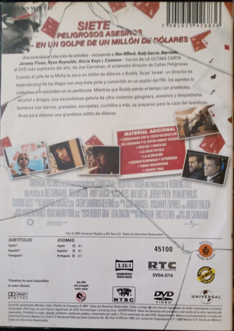 La Ultima Carta(Smokin' Aces). DVD. tienda de discos en méxico formato muerto