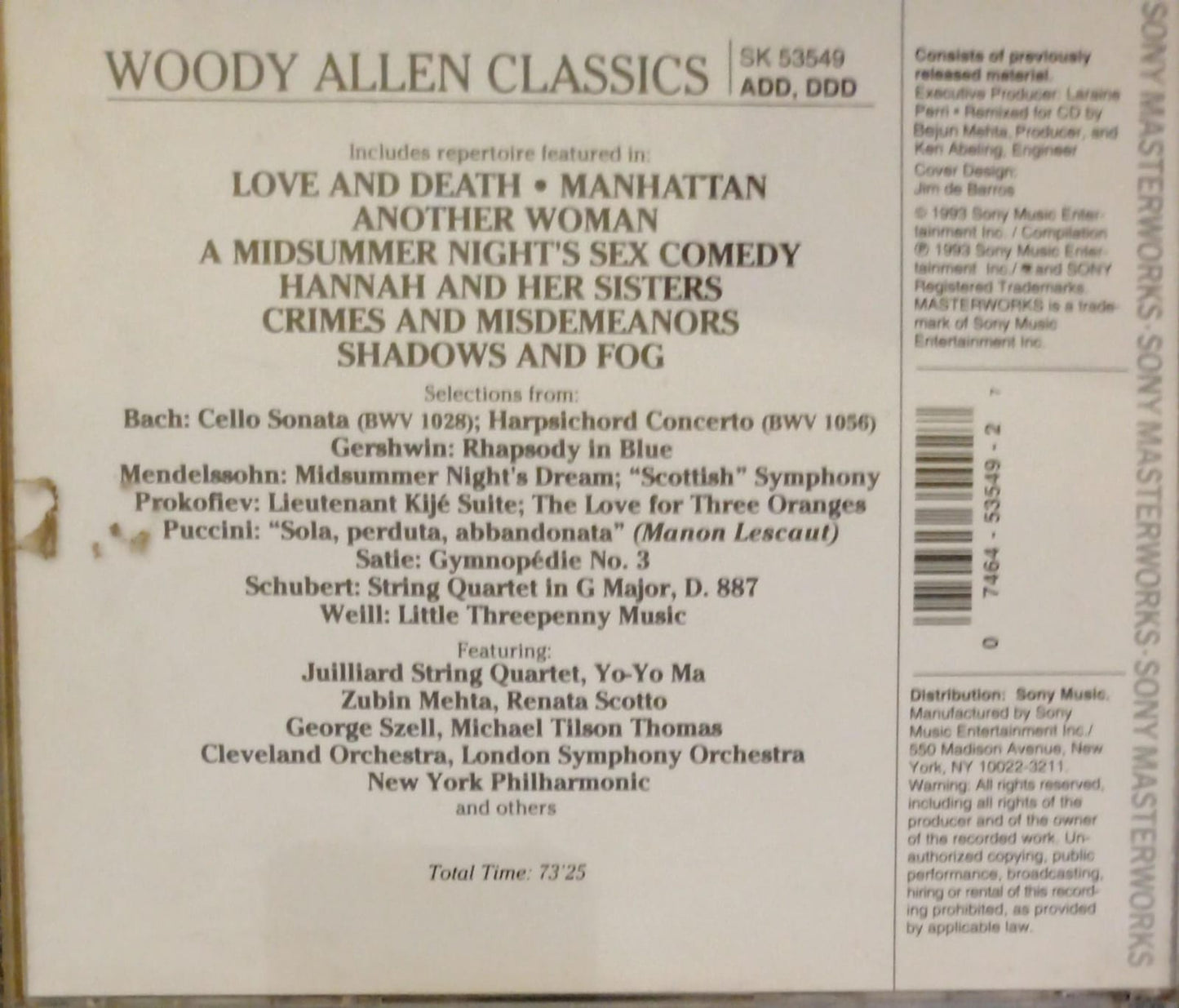 Various – Woody Allen Classics. Cd importado buen estado. tienda de discos en méxico formato muerto