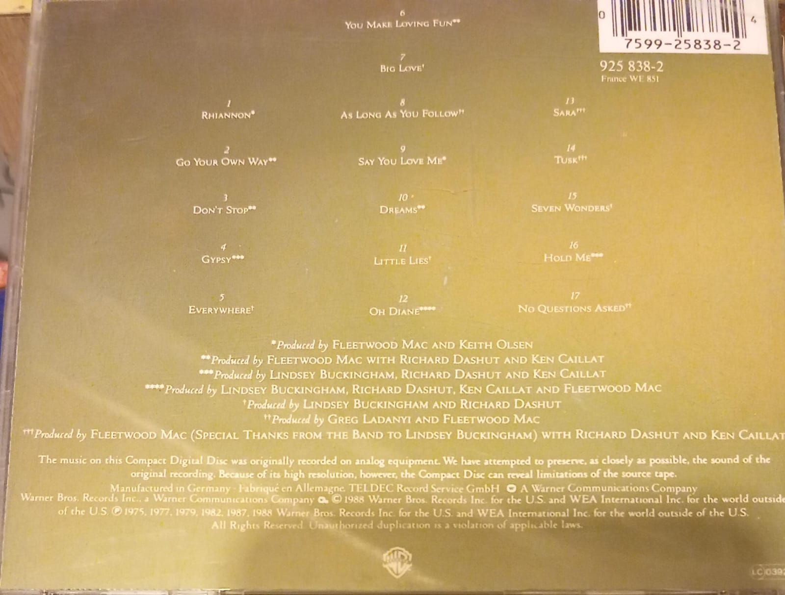  Fleetwood Mac – Greatest Hits (CD)  tienda de discos en méxico formato muerto