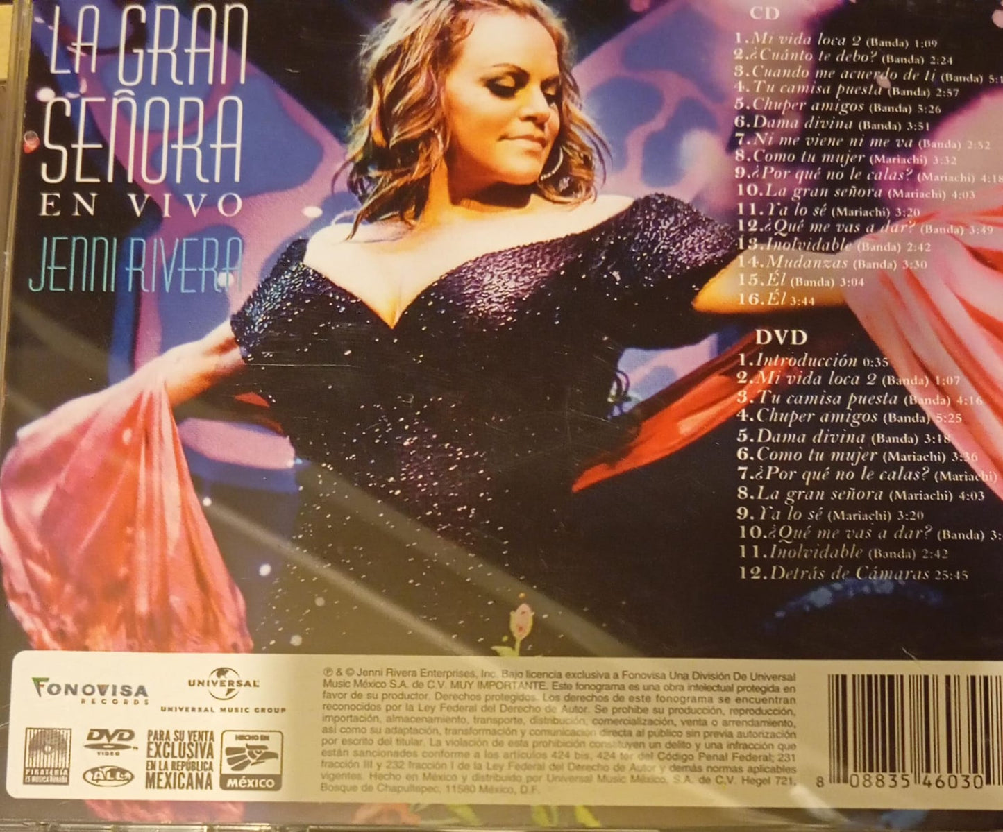 Jenni Rivera – La Gran Señora En Vivo. Cd, DVD. tienda de discos en méxico formato muerto