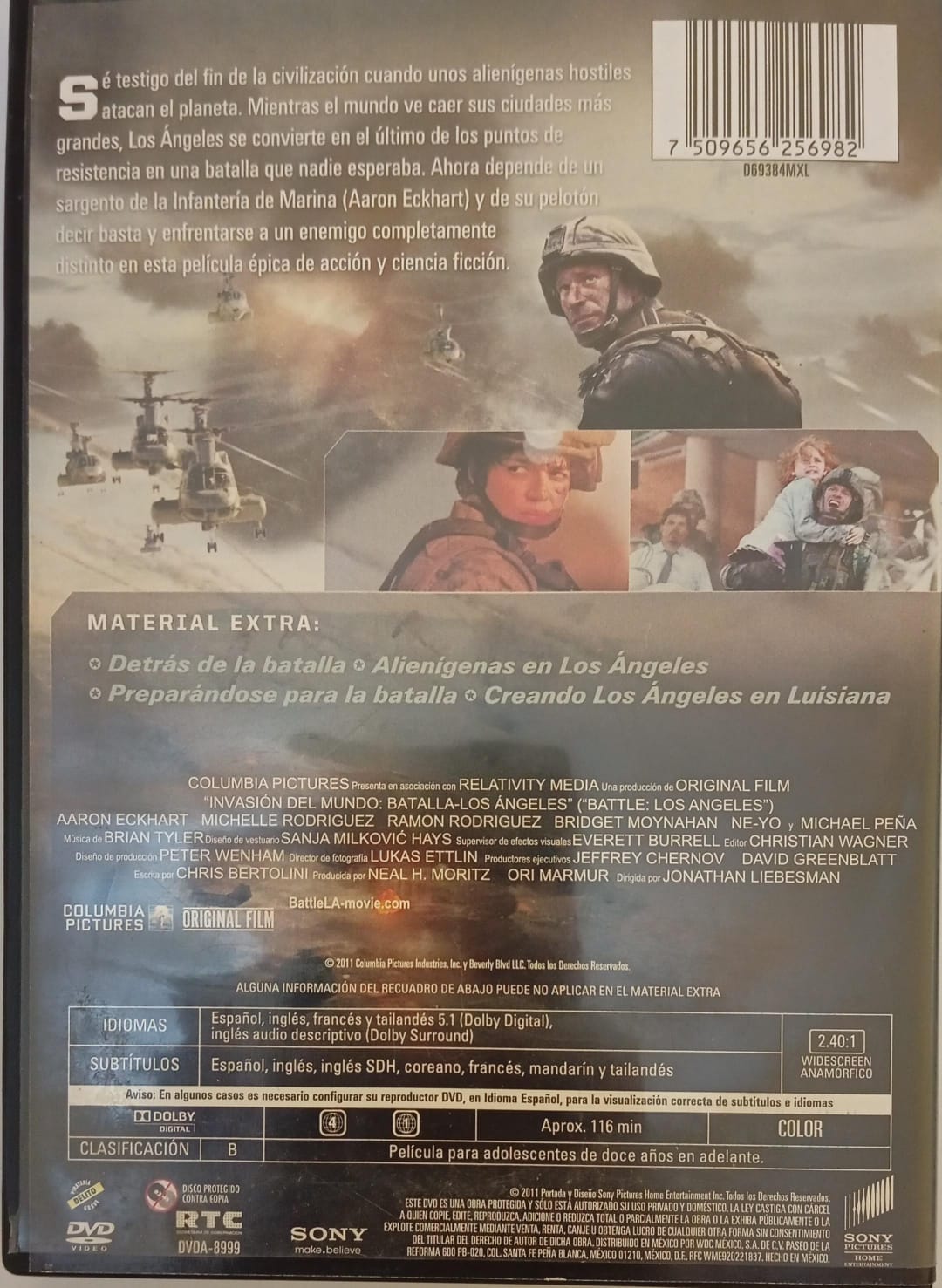 Invasión del Mundo: Batalla Los Angeles. DVD.