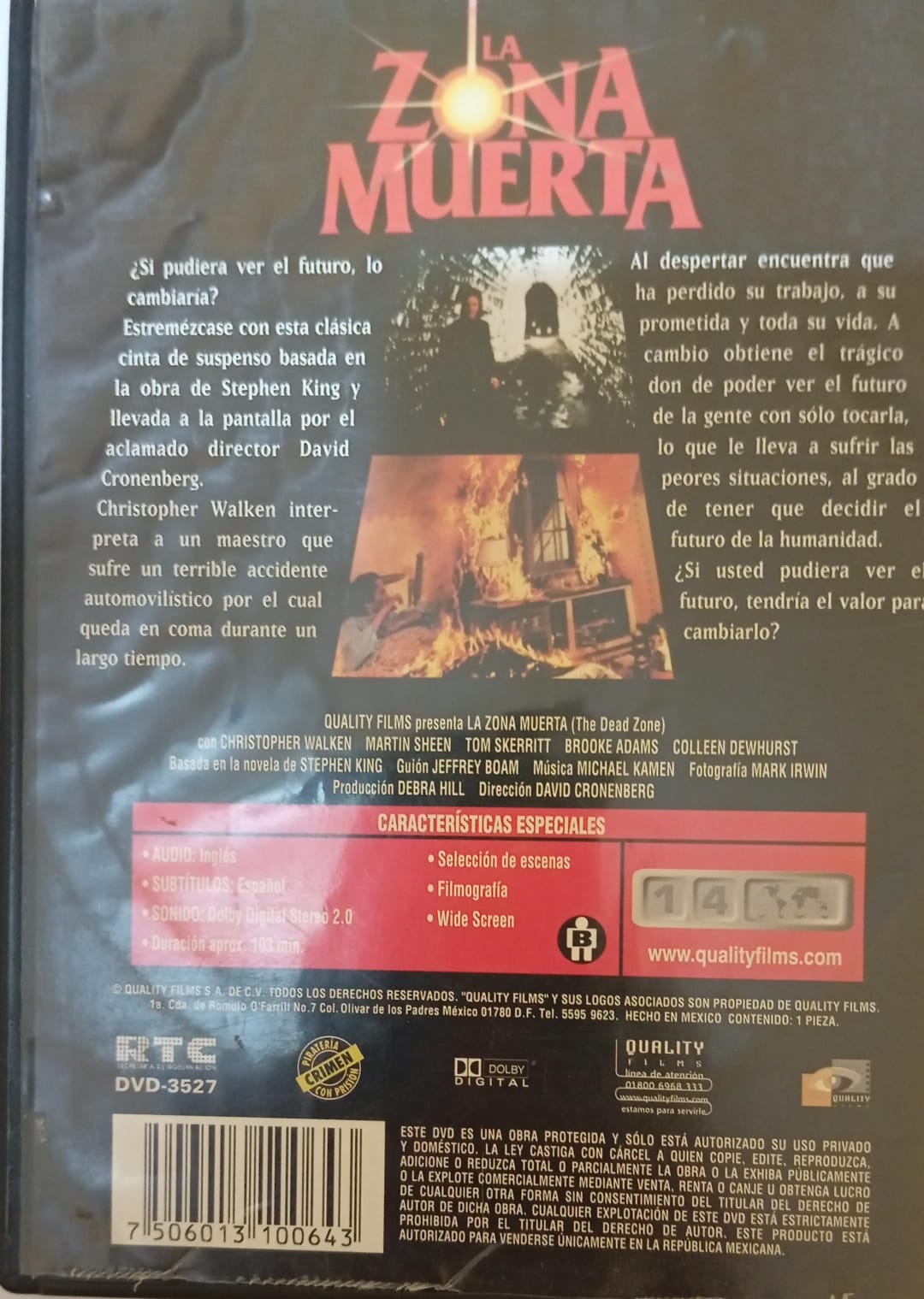 La Zona Muerta. DVD. Stephen King.