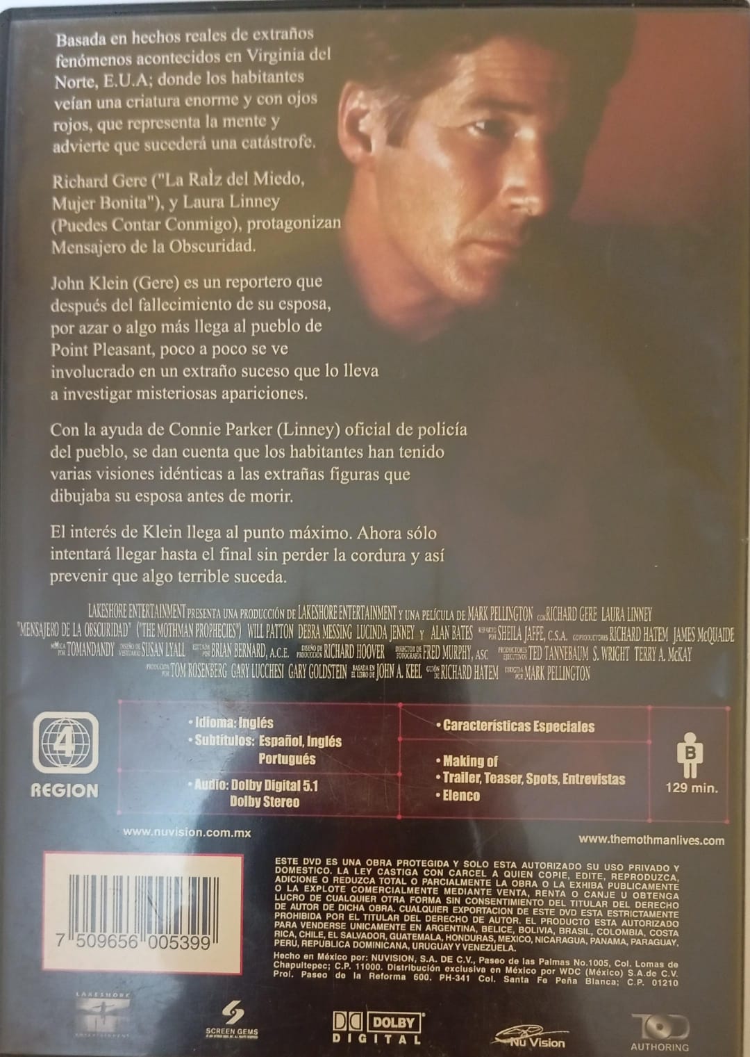 Mensajero de la oscuridad. DVD.