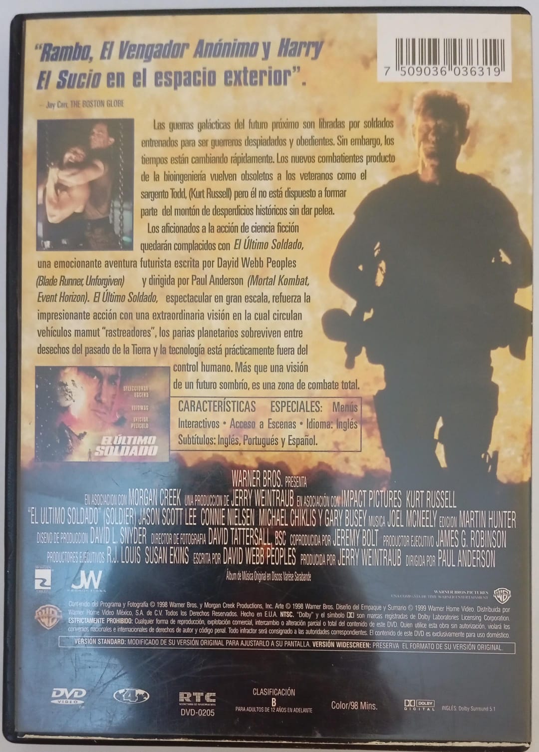 El Ultimo Soldado. DVD.