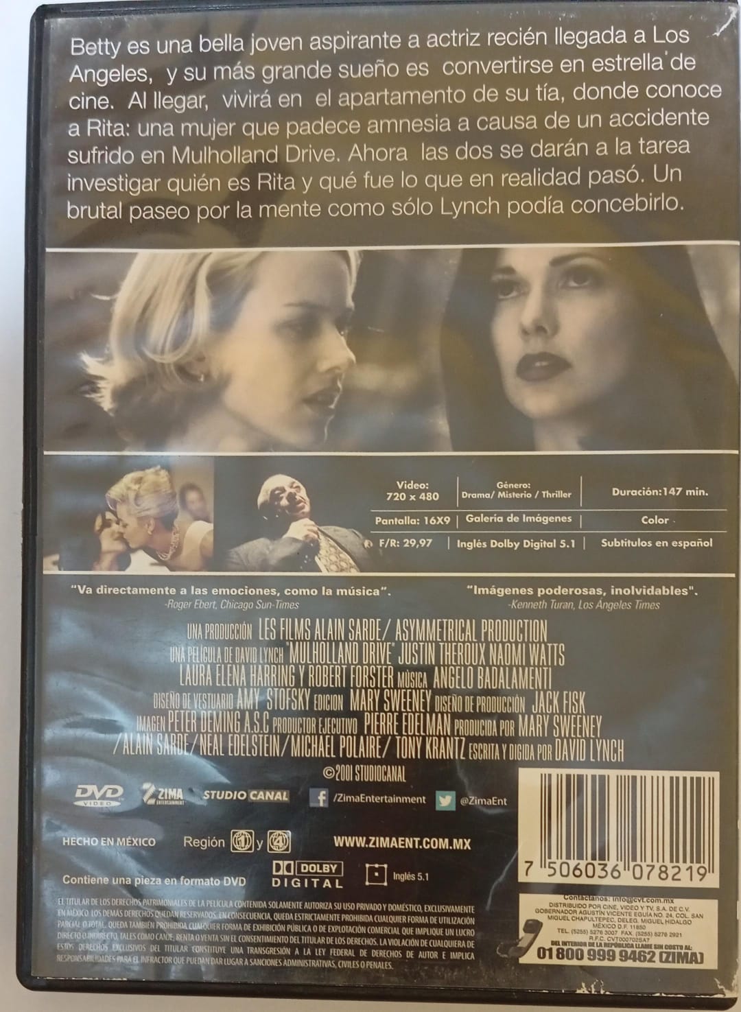 Mulholland Drive. DVD.