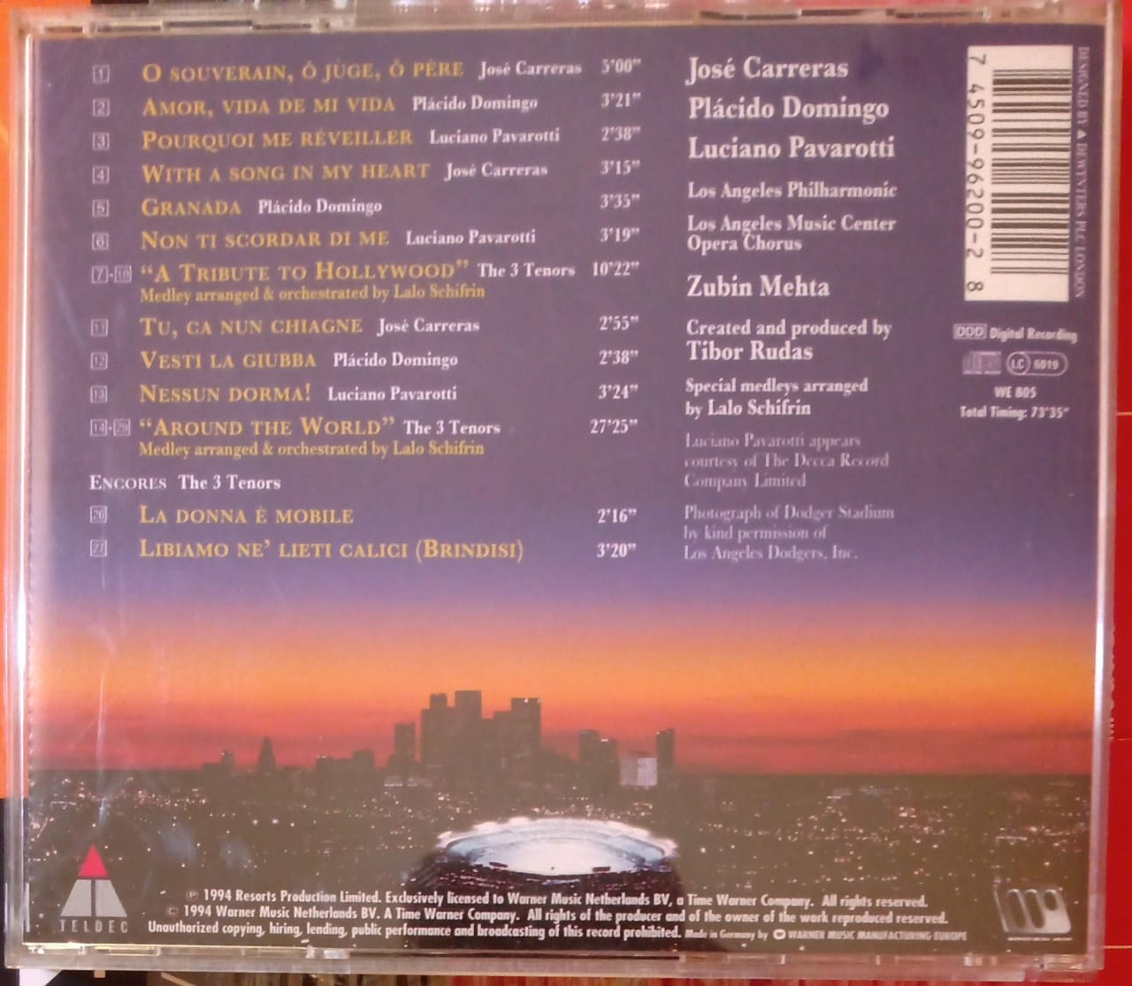 Carreras - Domingo - Pavarotti With Mehta – The 3 Tenors In Concert 1994. Cd. tienda de discos en méxico formato muerto