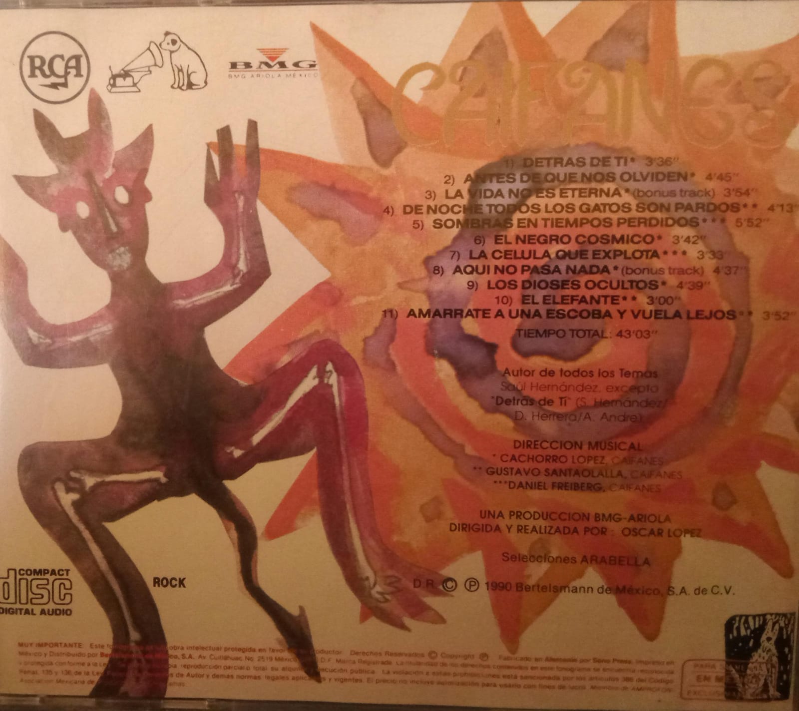 Caifanes – El Diablito. CD 1ra ed., sin código de barras. tienda de discos en méxico formato muerto
