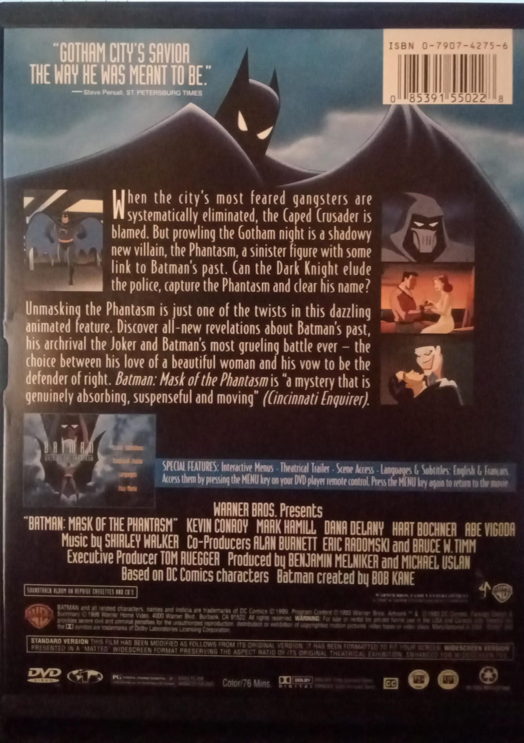 Batman: La máscara del fantasma. DVD.