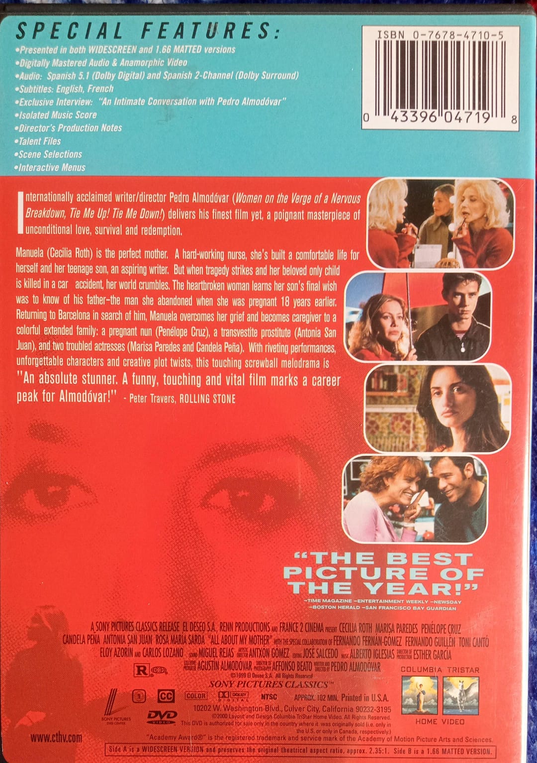 Todo sobre mi madre. All about my mother. DVD.