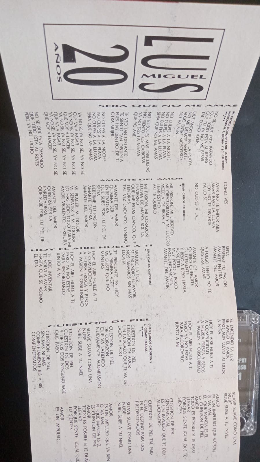 Luis Miguel – 20 Años. Cassette.