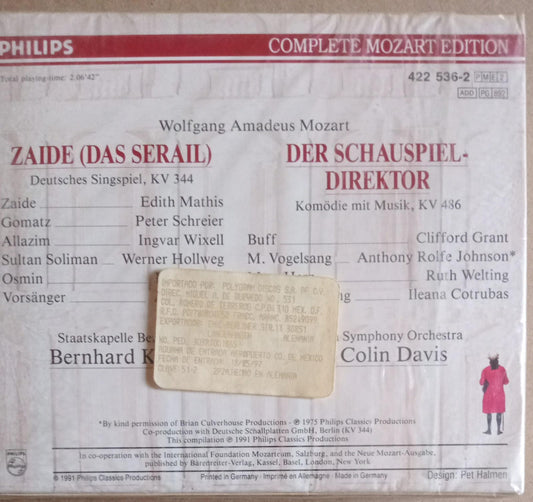 Mozart – Zaide / Der Schauspieldirektor. Cd doble. tienda de discos en méxico formato muerto