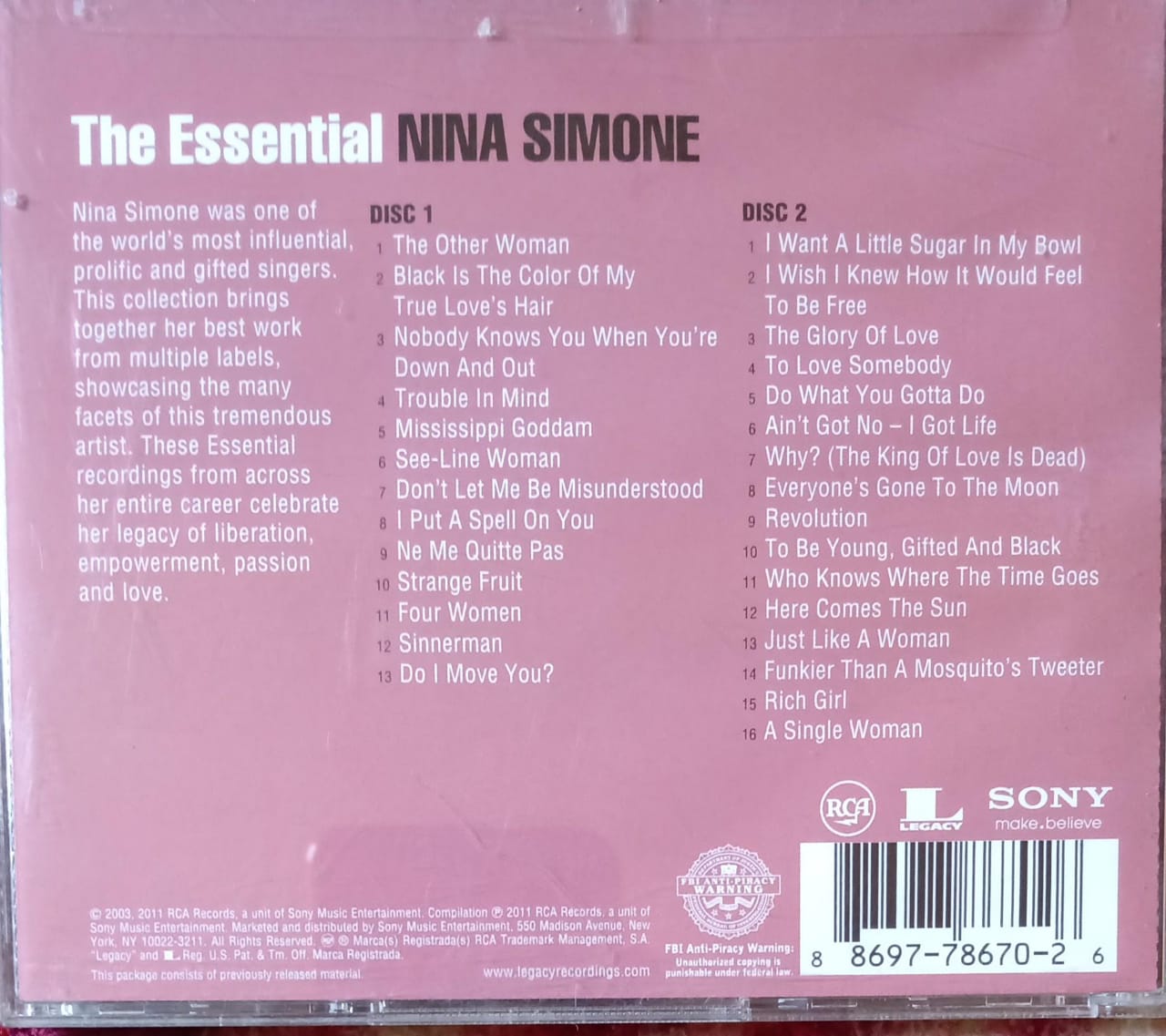 Nina Simone – The Essential Nina Simone. Cd doble en buen estado.