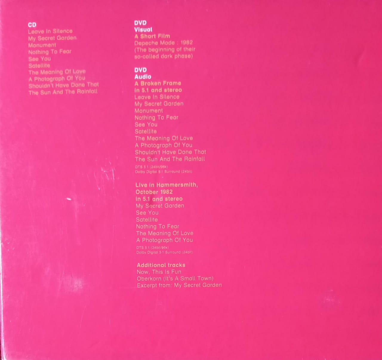 Depeche Mode – A Broken Frame. Cd y DVD en buen estado.