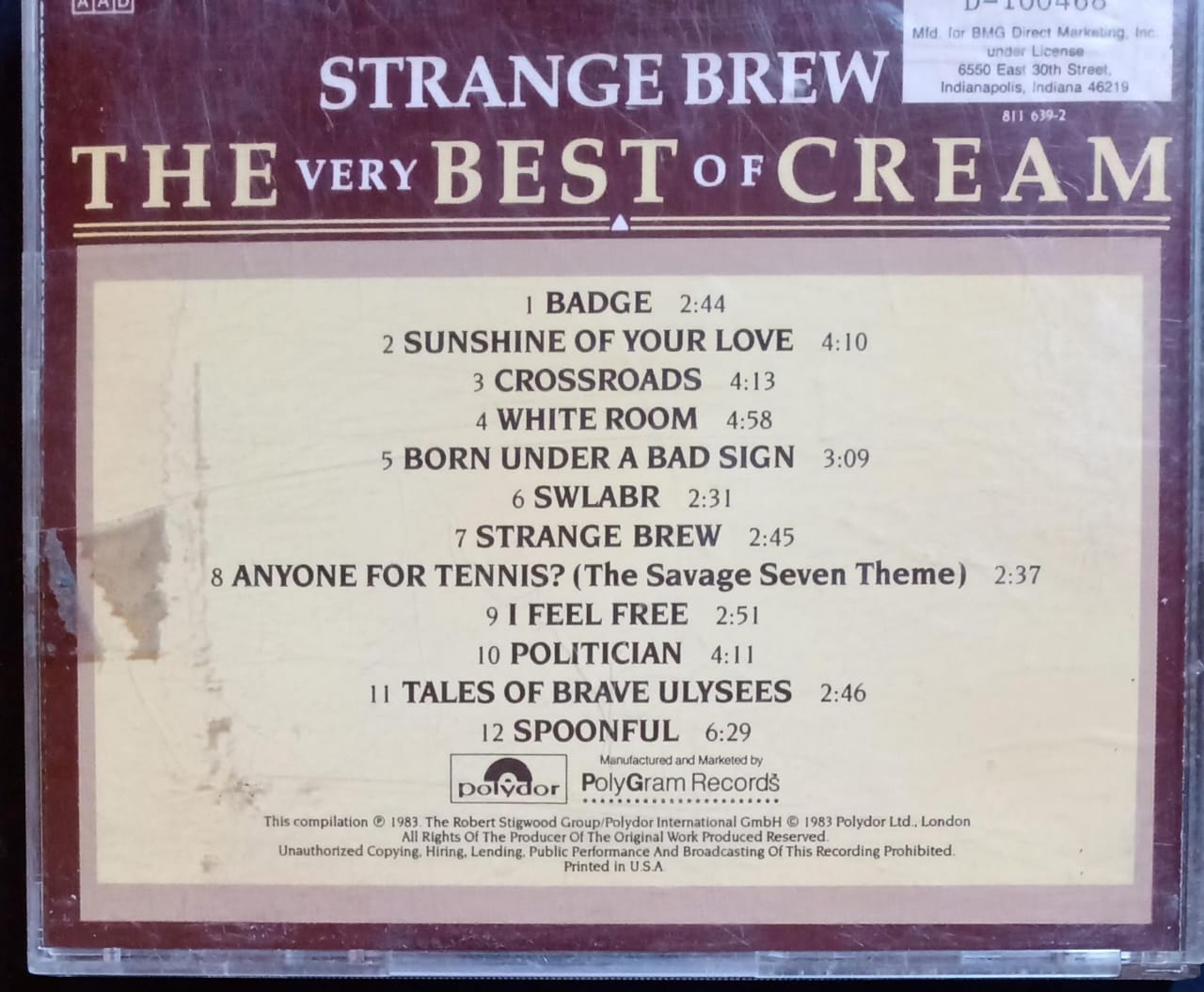 Cream – Strange Brew: The Very Best of Cream (CD Importado).