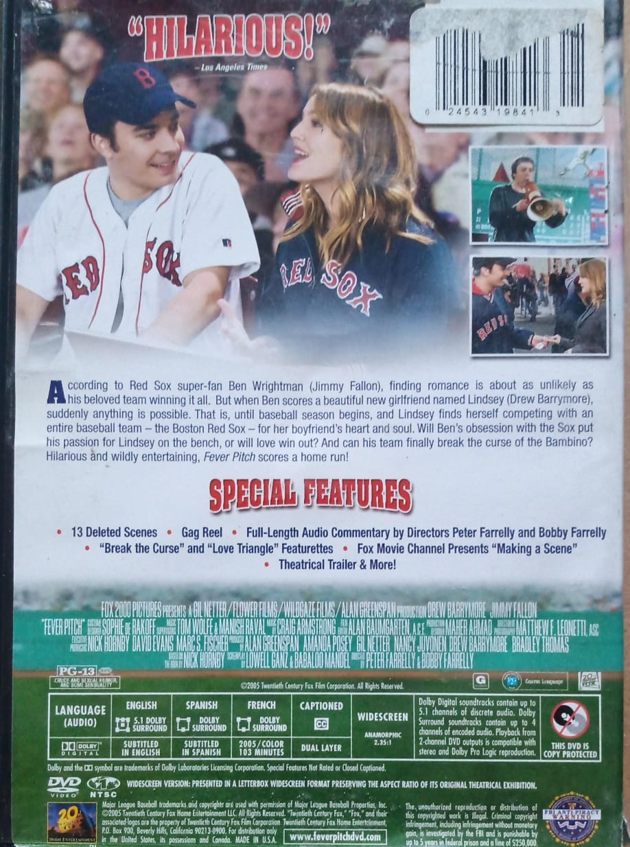 Amor en juego. Título original: Fever Pitch. DVD.