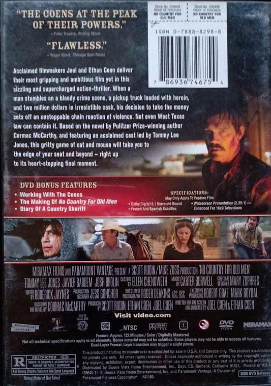 Sin lugar para los débiles. Título original: No Country for Old Men. DVD.