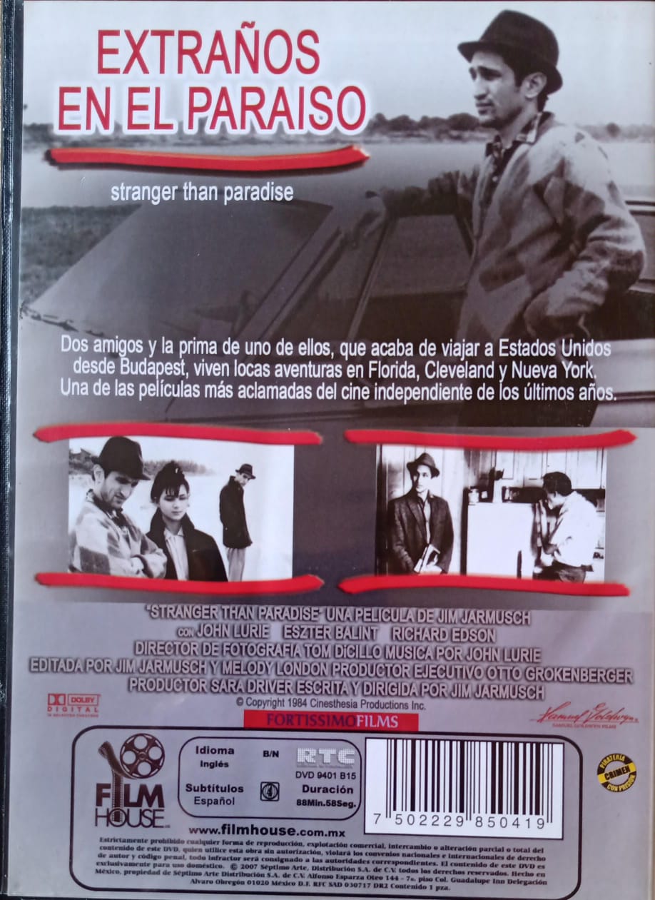 Extraños en el paraíso. Título original: Stranger Than Paradise. DVD.