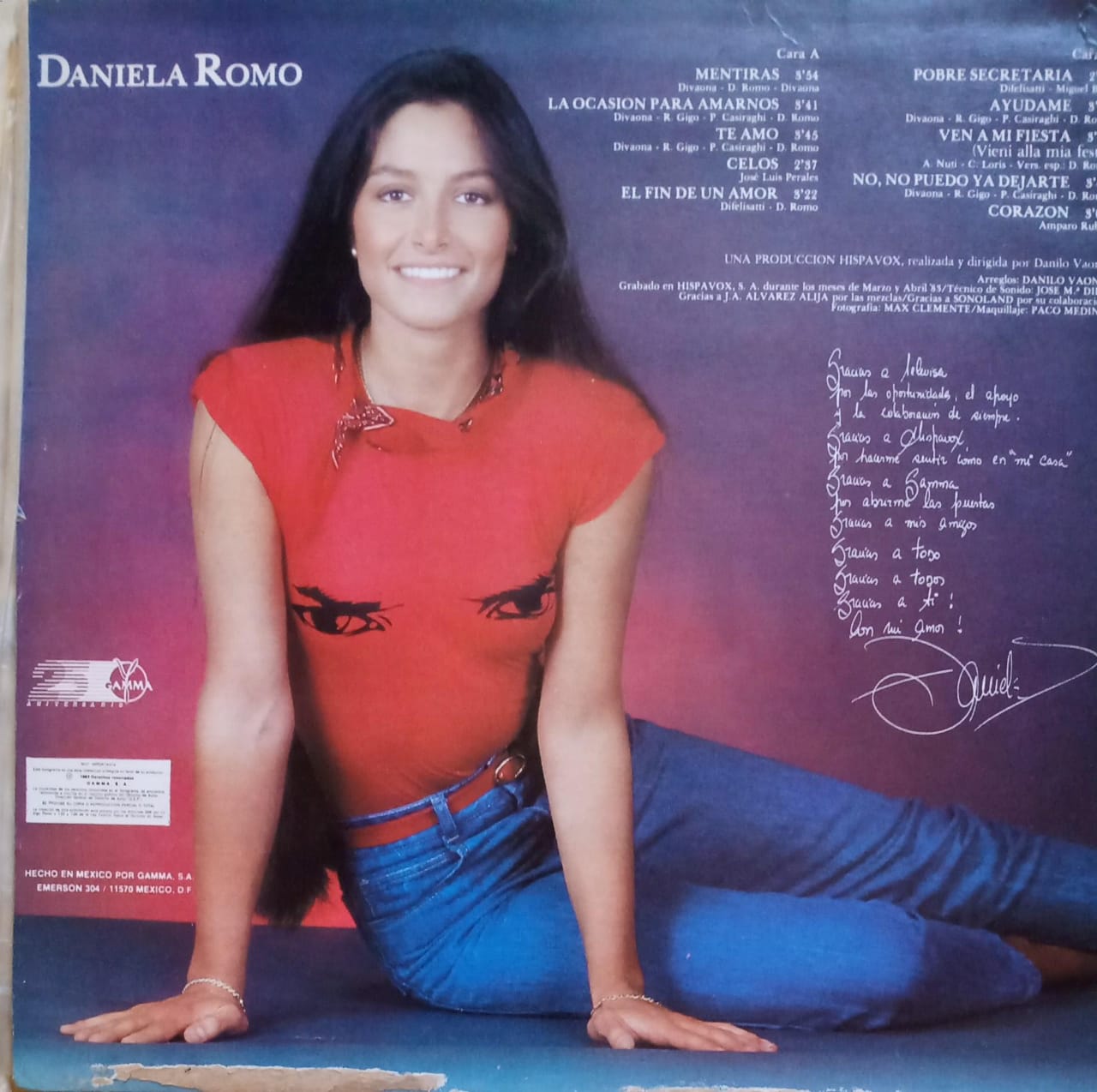 Daniela Romo – Daniela Romo. Vinilo 1983.