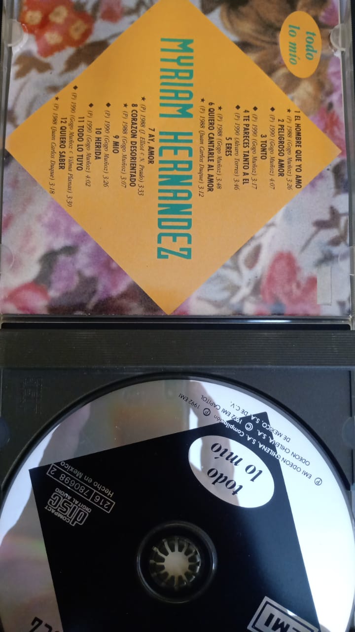 Myriam Hernandez – Todo Lo Mío. Cd.