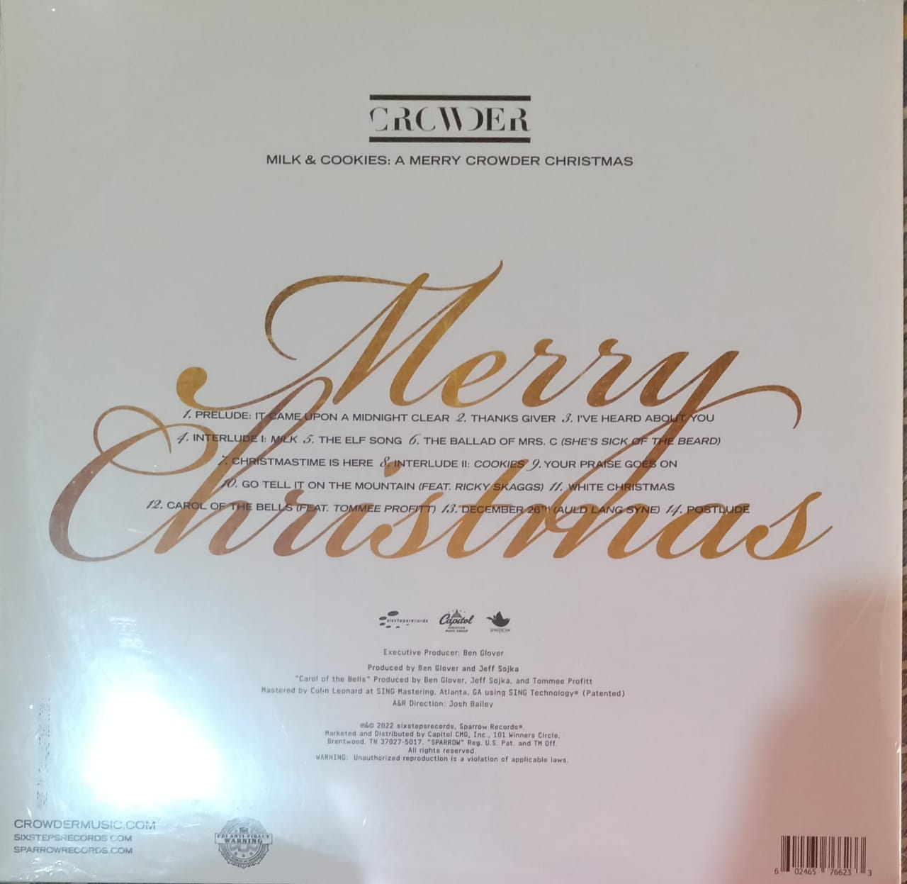 Crowder – Milk & Cookies: A Merry Crowder Christmas. Vinilo nuevo.
