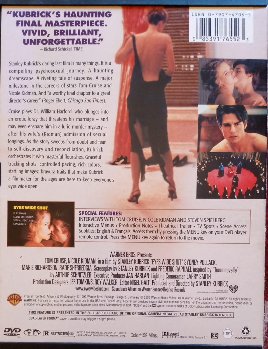 Ojos bien cerrados (Eyes Wide Shut, 1999). DVD importado.