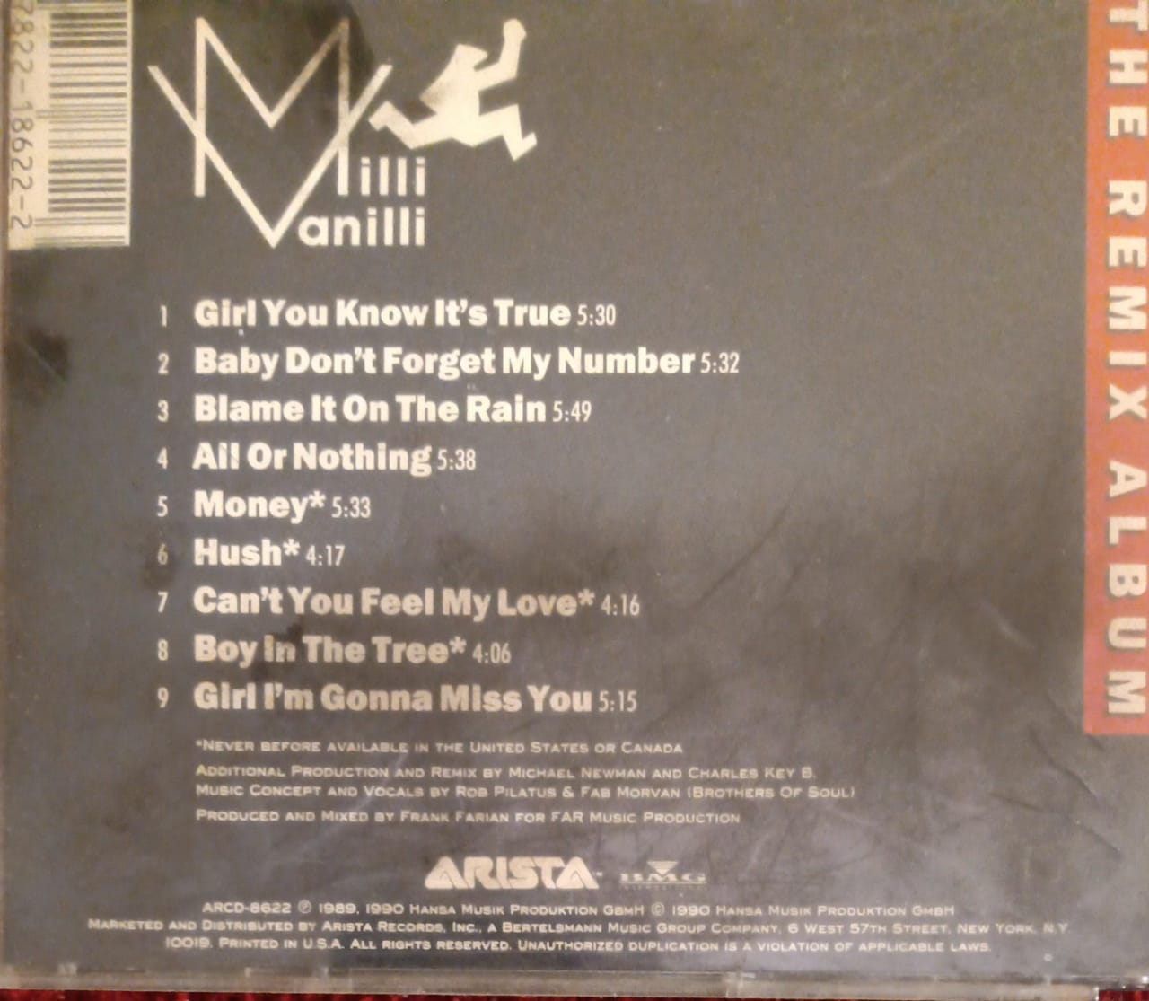 Milli Vanilli – The Remix Album. Cd.