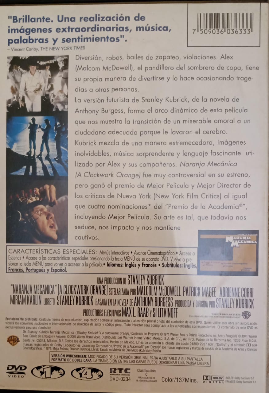 Naranja mecánica: A Clockwork Orange. DVD.