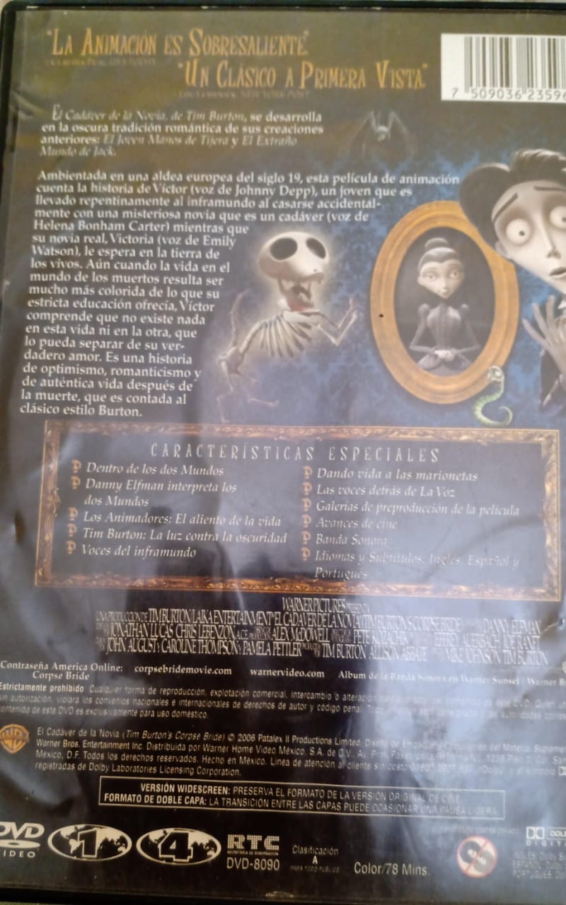 El cadáver de la novia: Corpse Bride. DVD.