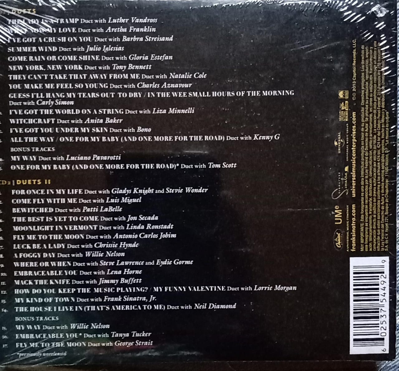 Sinatra – Duets (Twentieth Anniversary). Cd doble nuevo.