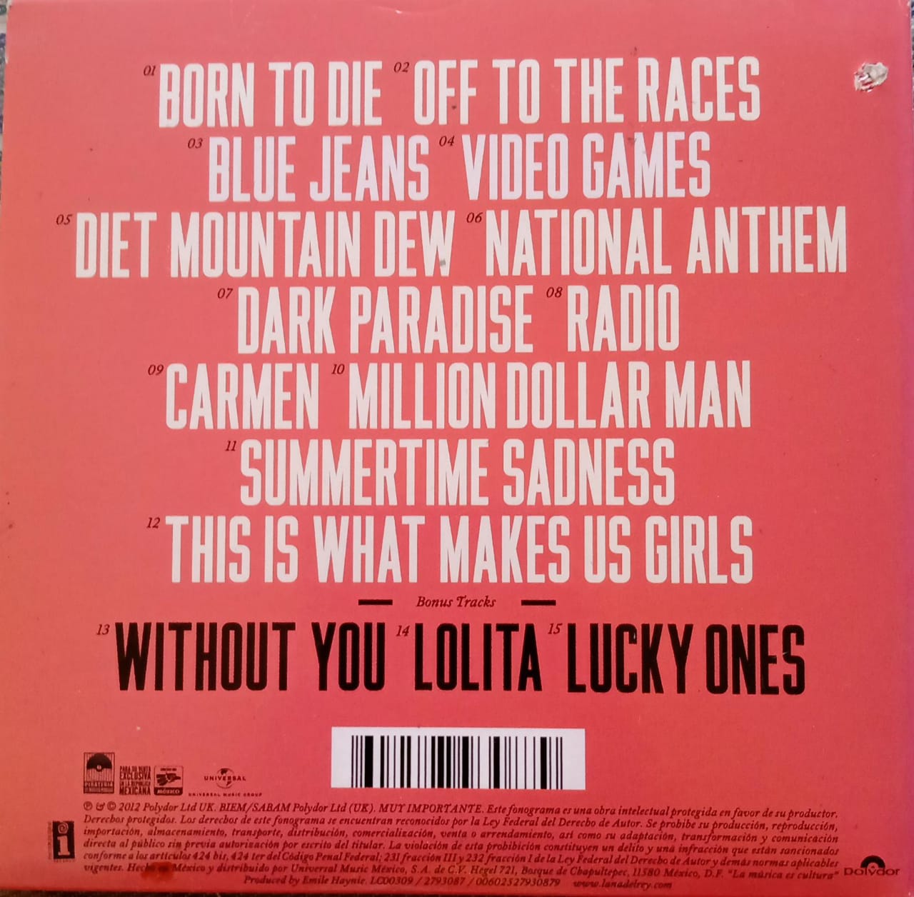 Lana Del Rey – Born to Die. Cd.