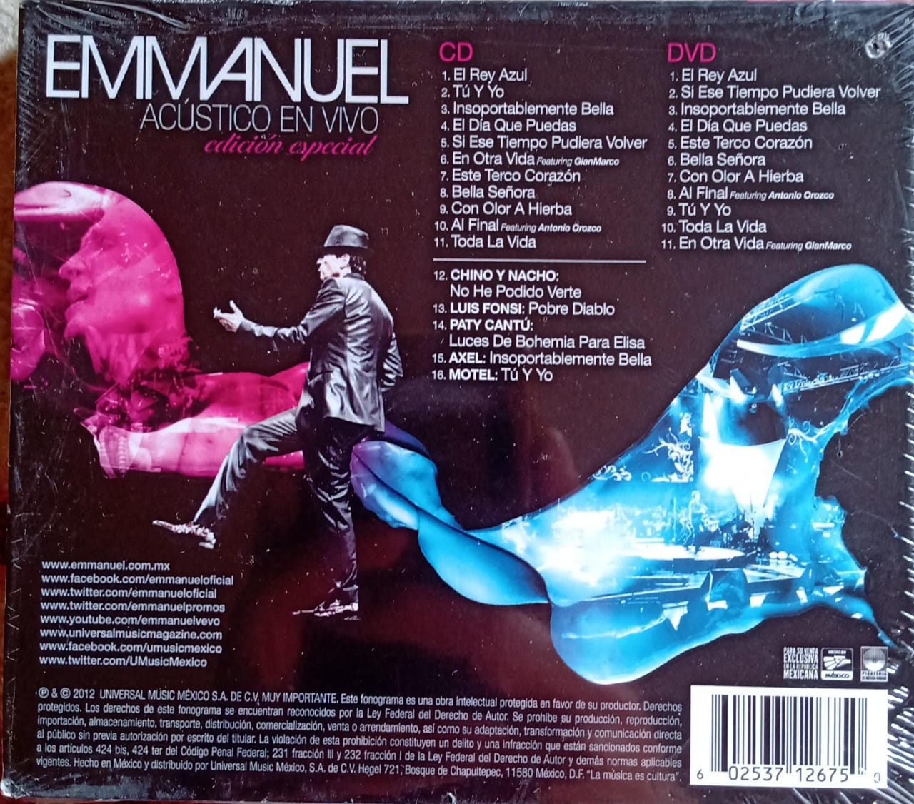 Emmanuel – Acústico En Vivo. CD y DVD nuevo.