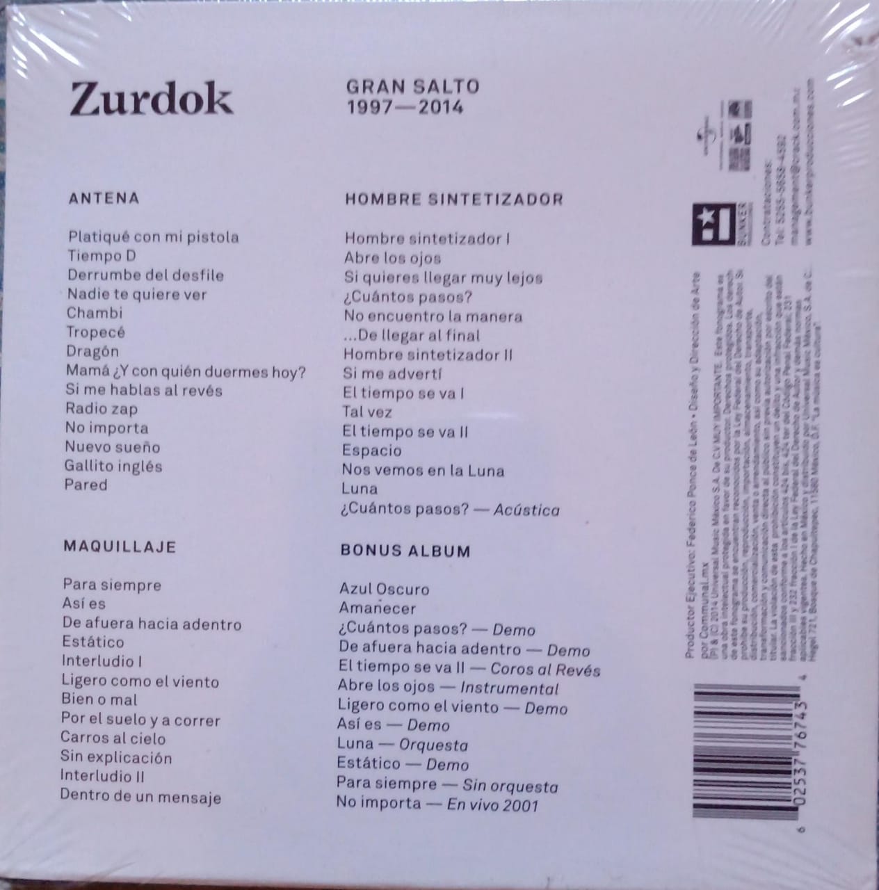 Zurdok – Gran Salto 1997-2014. Cd cuádruple nuevo.