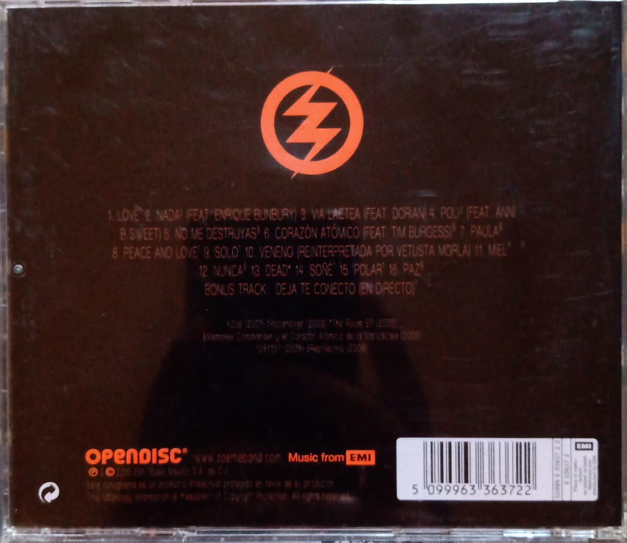Zoé – 01-10. CD excelente estado.