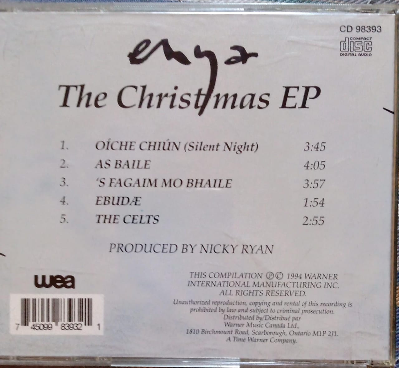 Enya – The Christmas EP. Cd en buen estado.